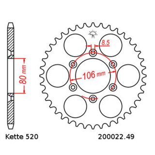 Kettensatz geeignet fr Aprilia RX 125 90-92  Kette RK 520 XSO 114  offen   14/49