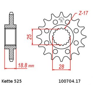 Kettensatz geeignet fr BMW F 650 GS 08-12  Kette RK 525 XSO 116  offen  17/41