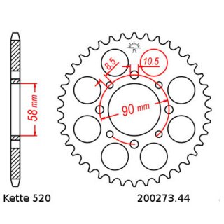 Kettensatz geeignet fr Honda XL 125 V Varadero 01-13  Kette RK 520 XSO 110  offen  14/44
