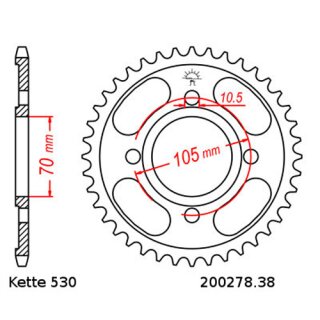 Kettensatz geeignet fr Honda CB 250 G  74-77  Kette RK 530 KS 96  offen  16/38