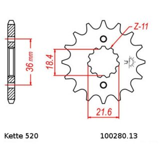 Kettensatz geeignet fr Honda NX 250 88-95  Kette RK 520 H 102  offen  13/41