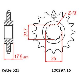 Kettensatz geeignet für Honda CB 500 94-02  Kette RK 525 XSO 108  offen  15/40