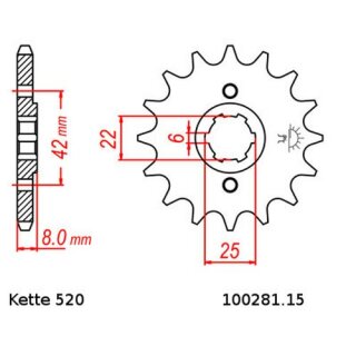 Kettensatz geeignet fr Honda XL 600 85-87  Kette RK 520 XSO 106  offen  15/40