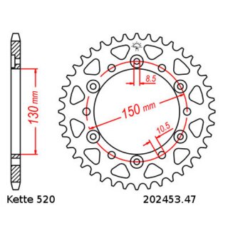 Kettensatz geeignet fr Honda NX 650 Dominator 44PS 91-94  Kette RK 520 XSO 110  offen  15/47