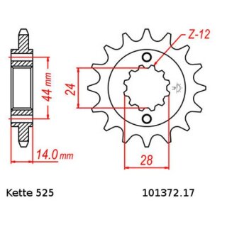 Kettensatz geeignet fr Honda VT 750 C2 Shadow Aero 97-01  Kette RK 525 XSO 122  offen  17/41