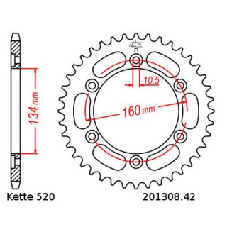 Kettensatz geeignet fr Honda CBR 1000 RR Fireblade 08-16 CONVERSION Kette RK MM 520 GXW 116 GRN offen 16/42