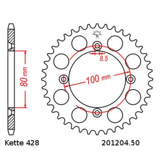 Kettensatz geeignet fr Honda CRF 100 F 04-13  Kette RK CG 428 HSB 118  offen  GRN  14/50
