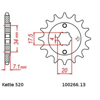Kettensatz geeignet fr Honda CR 125 R 83-84  Kette RK 520 XSO 112  offen  13/51