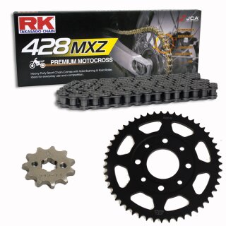 Chain and Sprocket Set compatible for Honda XL 125 K 76-78  chain RK 428 MXZ 118  open  15/43