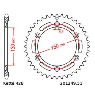 Kettensatz geeignet fr Honda XLR 125 98-02  Kette RK 428 KRO 130  offen  17/51