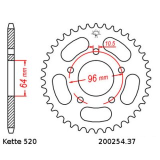 Kettensatz geeignet fr Honda CB F250 04-06  Kette RK 520 XSO 106  offen  13/37