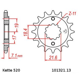 Kettensatz geeignet fr Honda XR 250 R 96-03  Kette RK 520 XSO 106  offen  13/48