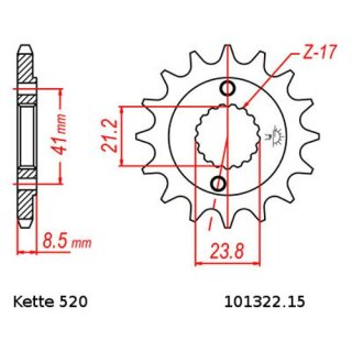 Kettensatz geeignet fr Honda XR 400 R 96-04  Kette RK 520 XSO 108  offen  15/45