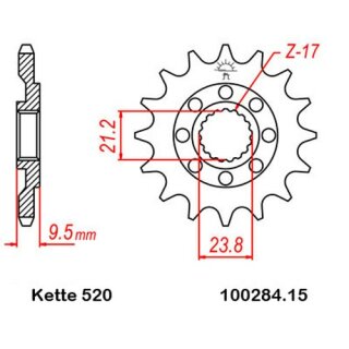 Kettensatz geeignet fr Honda TRX 450 R SportTrax 04-05  Kette RK 520 XSO 94  offen  14/38