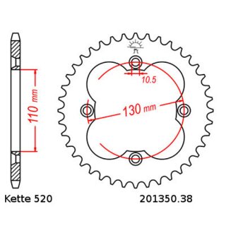 Kettensatz geeignet fr Honda TRX 450 R SportTrax 04-05  Kette RK 520 XSO 94  offen  14/38