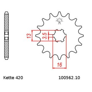 Ritzel Stahl Teilung 420 mit 10 Zähnen JTF562.10