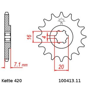 Ritzel Stahl Teilung 420 mit 11 Zähnen JTF413.11