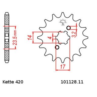 Ritzel Stahl Teilung 420 mit 11 Zähnen JTF1128.11 gleich mit 1129.11