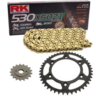 Chain and Sprocket Set compatible for Honda VTR 1000 SP1 00-01  chain RK GB 530 XSO 104  open  GOLD  16/40