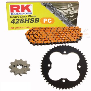 Chain and Sprocket Set compatible for Honda TRX 90 X 93-12  chain RK PC 428 SB 98  open  ORANGE  13/50