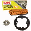 Kettensatz geeignet für Honda TRX 90 X 93-12  Kette RK PC 428 HSB 98  offen  ORANGE  13/50