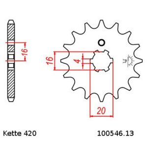 Ritzel Stahl Teilung 420 mit 13 Zähnen JTF546.13