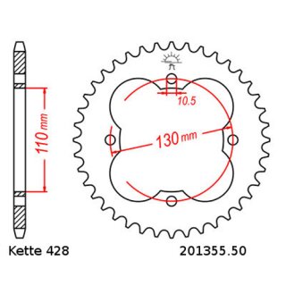 Kettensatz geeignet fr Honda TRX 90 X 13-18 Kette RK 428 KRO 100 offen 13/50
