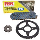 Kettensatz geeignet für Honda NX 125 Transcity 89-98  Kette RK FB 428 HSB 128  offen  BLAU  16/50