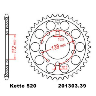 Kettensatz geeignet fr Honda NC 700 D Integra Scooter 12-13  Kette RK 520 XSO 112  offen  16/39