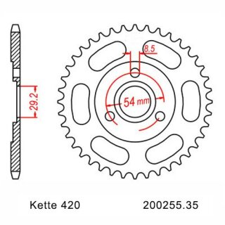 Kettensatz geeignet fr Honda Z 50 Monkey 79-83  Kette RK 420 88  offen  12/35