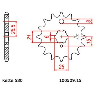Kettensatz geeignet fr Kawasaki Z 440 80-83  Kette RK 530 XSOZ1 100  offen  15/45