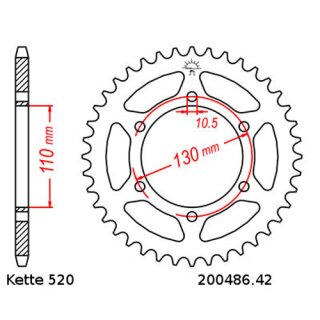 Kettensatz geeignet fr Kawasaki GPZ 500 S 87-93  Kette RK 520 XSO 104  offen  16/42