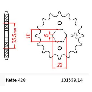 Ritzel Stahl Teilung 428 mit 14 Zähnen JTF1559.14