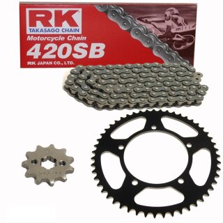 Chain and Sprocket Set  Kawasaki KX 60 B 83-03  Chain RK 420 SB 104  open  13/44