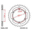 Kettensatz geeignet für Kawasaki KDX 125 B 90-99  Kette RK PC 428 HSB 132  offen  ORANGE  15/52