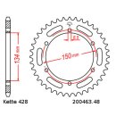 Kettensatz geeignet für Kawasaki KMX 125 B 91-03  Kette RK 428 KRO 126  offen  16/48