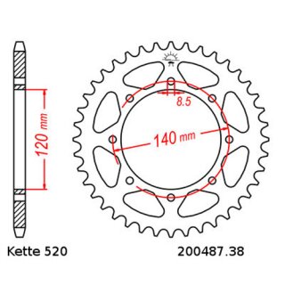 Kettensatz geeignet fr Kawasaki BJ 250 Estrella 94-99  Kette RK 520 XSO 102  offen  15/38