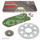 Chain and Sprocket Set compatible for  Kawasaki KX 500 E 87-03, Chain RK MM 520 GXW 114, GREEN, open, 14/47