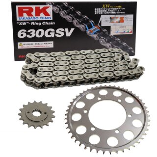 Chain and Sprocket Set compatible for Kawasaki Z 1000 R2 1983, chain RK 630GSV 98, open, 15/41