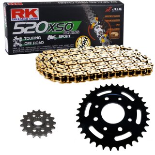 Kettensatz geeignet für Kawasaki KDX 220 97-05  Kette RK GB 520 XSO 108  offen  GOLD  13/47