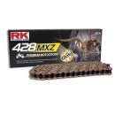 Kettensatz geeignet für Kawasaki KLX 125 10-14  Kette RK GB 428 MXZ 124  offen  GOLD  14/47