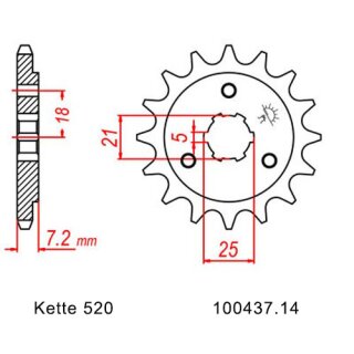 Ritzel Stahl Teilung 520 mit 14 Zähnen JTF437.14