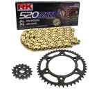 Chain and Sprocket Set compatible for KTM EXC 250 Racing 05-06, chain RK GB 520 MXU 118, open, GOLD, 14/40