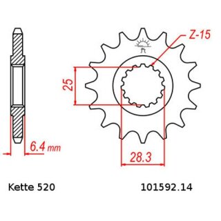 Ritzel Stahl Teilung 520 mit 14 Zähnen JTF1592.14