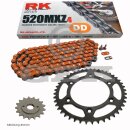 Chain and Sprocket Set  KTM EXC 520 Racing 00-02  Chain RK DD 520 MXZ4 118  open  ORANGE 14/48