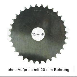 Standardbohrung 20 mm Durchmesser ohne Aufpreis